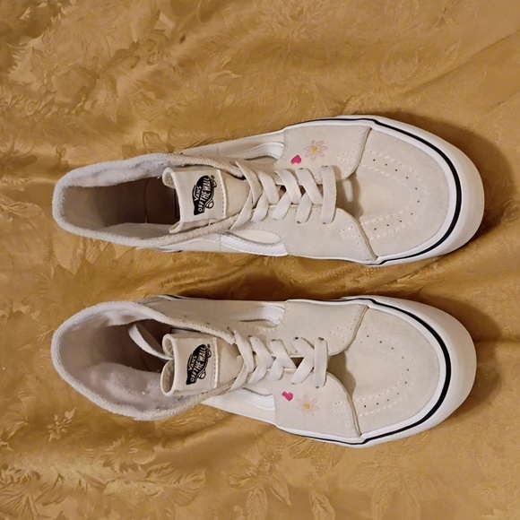 VANS Sk8-Hi Platform  Cream Floral Embroidery High-Top Women's 7.0 Men's 5.0 - Picture 6 of 12